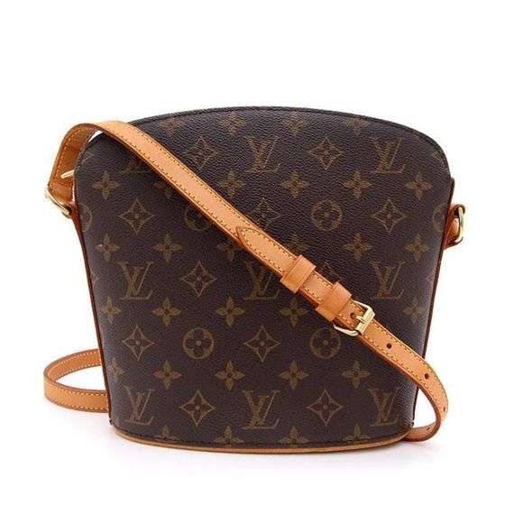 Louis Vuitton Drouot Metal Fittings Gold Monogram Leather Shoulder Bag - Picture 1 of 6